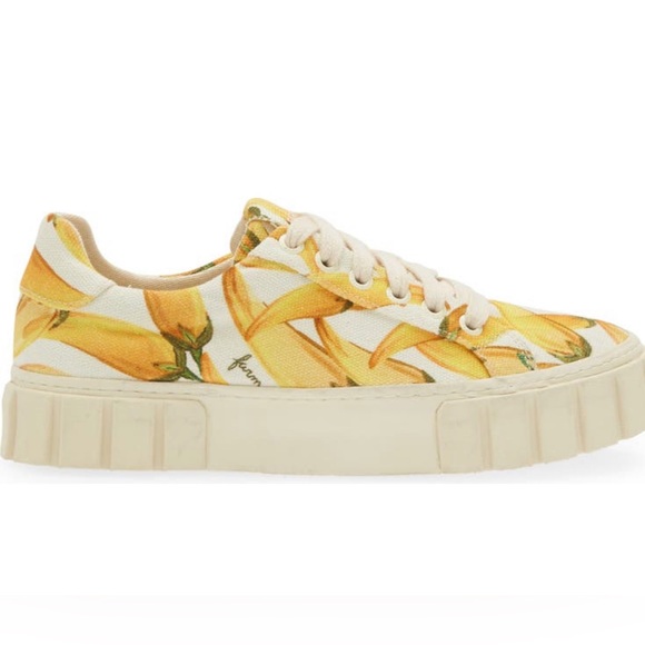 Farm Rio NIB off-white Platform Sneakers With Yellow Peppers Size 9 - Picture 7 of 8